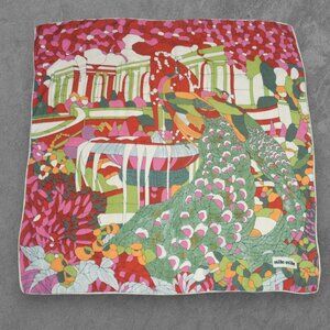 Vintage 70s Nik Nik Art Print Square Scarf Peacock Colorful Design 29x29